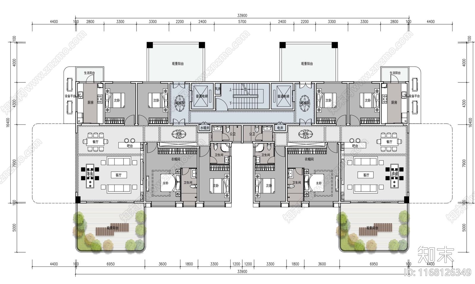 现代住宅楼建筑施工图下载【ID:1168126349】