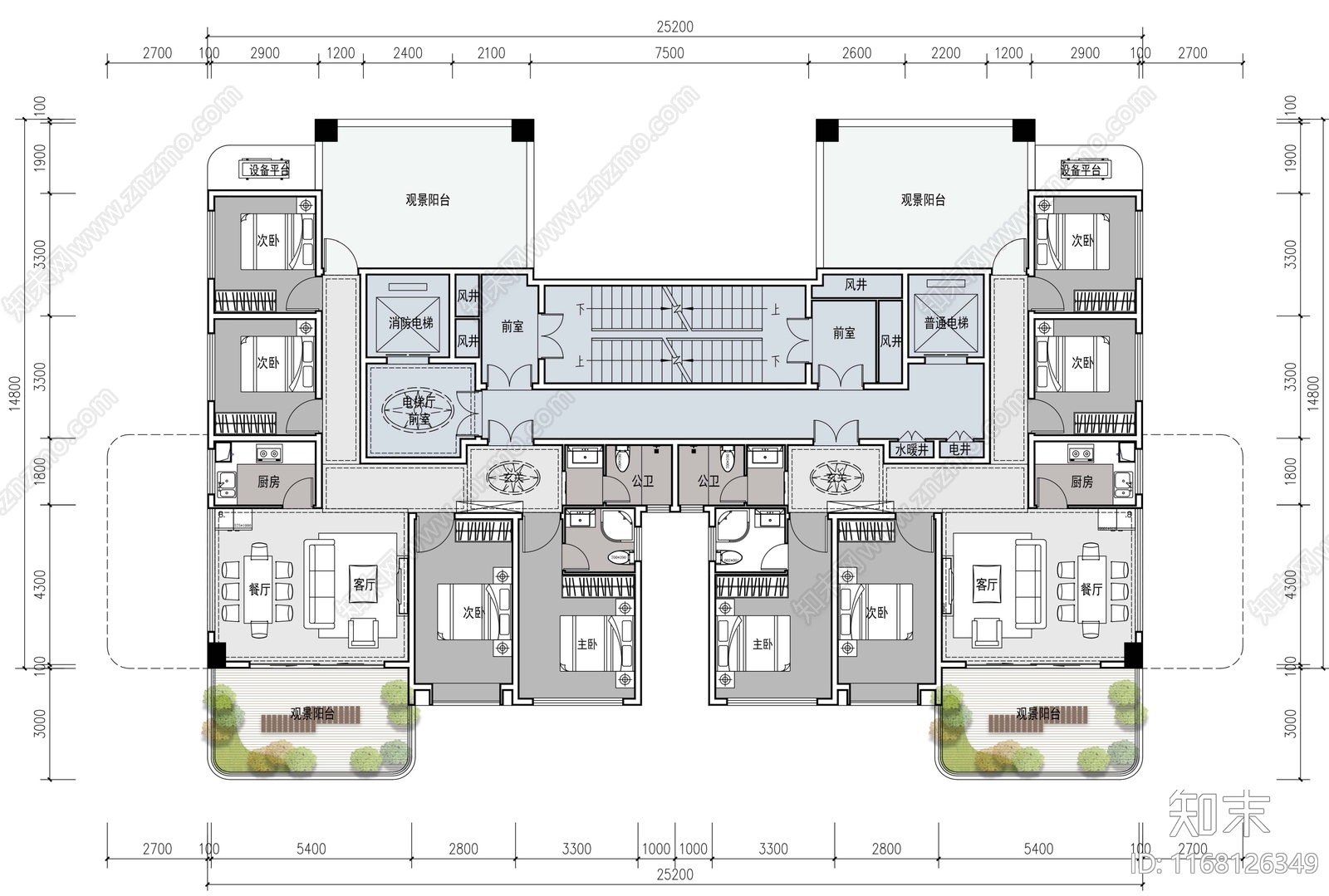 现代住宅楼建筑施工图下载【ID:1168126349】