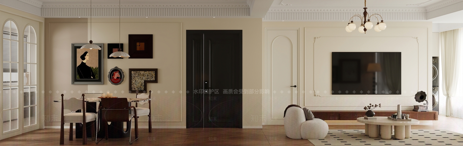 法式家居餐厅3D模型下载【ID:1214687443】