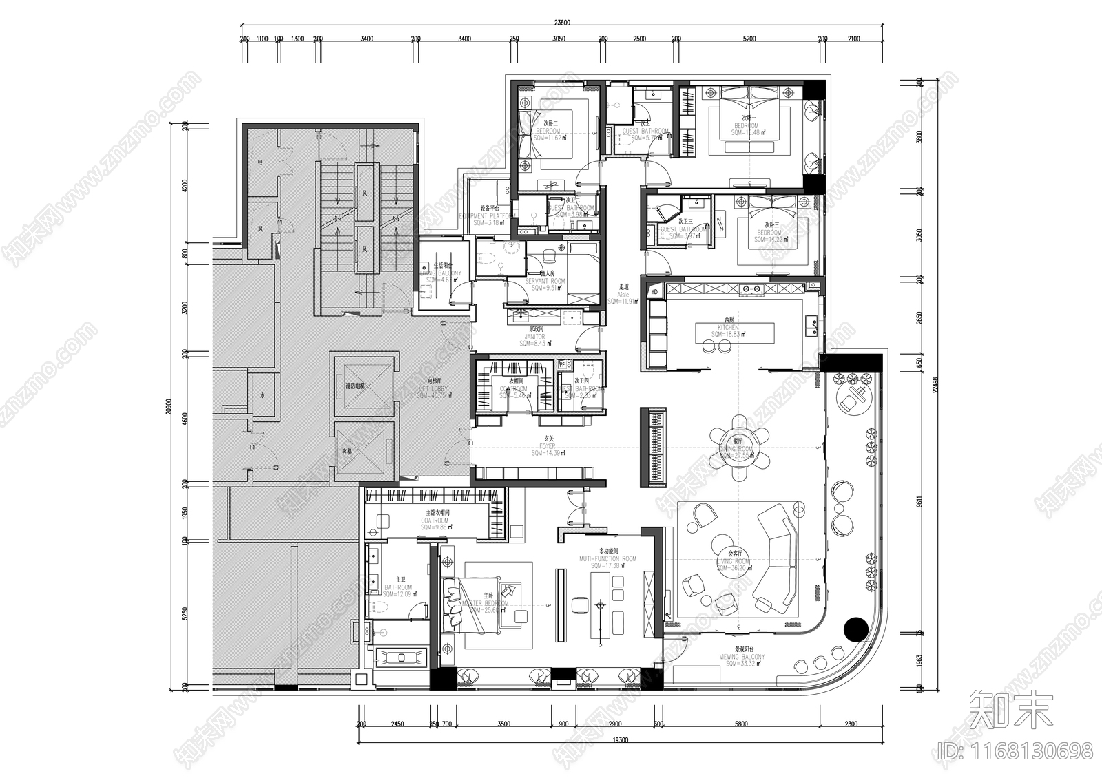 现代整体家装空间cad施工图下载【ID:1168130698】