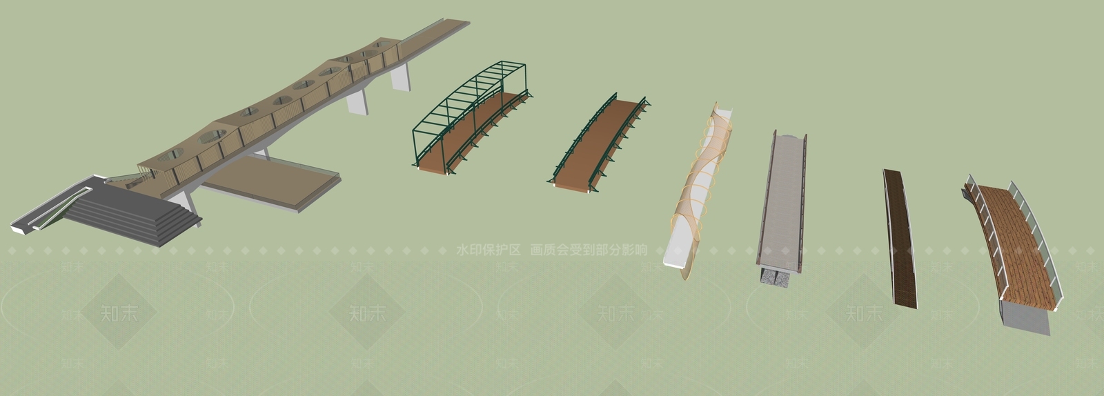 新中式简约景观桥SU模型下载【ID:1168139034】