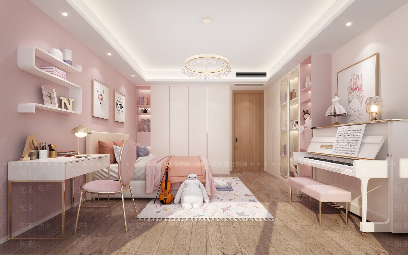 现代轻奢女孩房3D模型下载【ID:1168139302】
