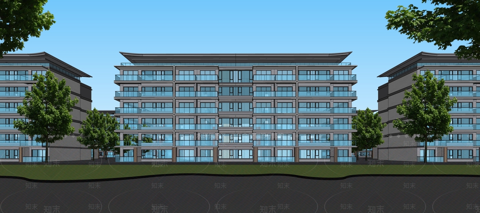 现代多层住宅SU模型下载【ID:1168140353】