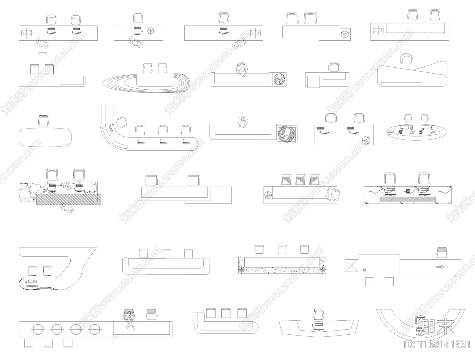 2024年最新超全前台接待台服务台CAD图库施工图下载【ID:1168141531】