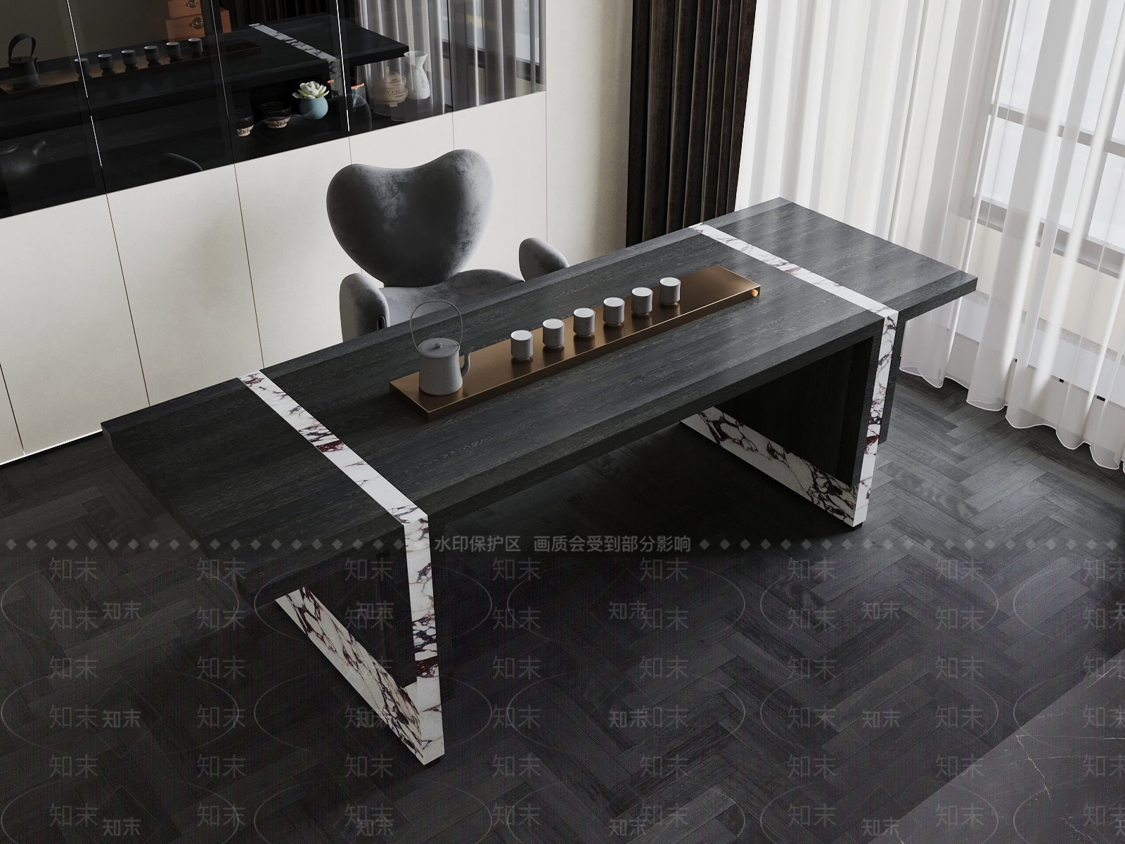 现代茶桌椅3D模型下载【ID:1168143801】