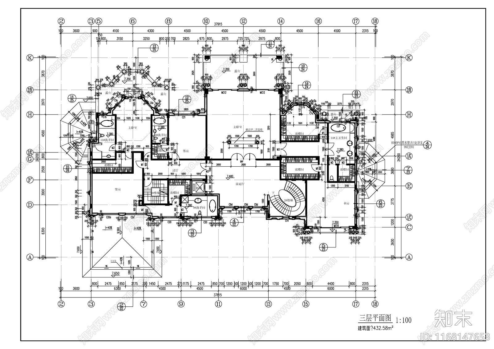 现代简欧别墅建筑施工图下载【ID:1168147653】