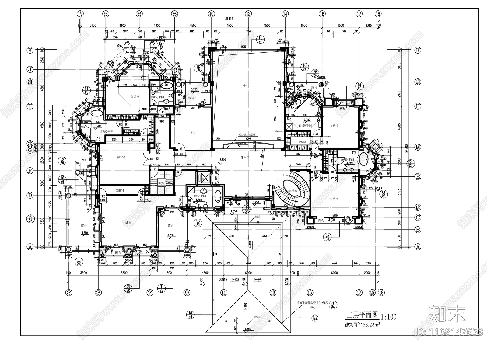 现代简欧别墅建筑施工图下载【ID:1168147653】