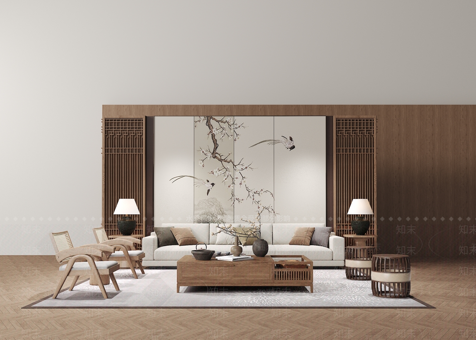 新中式沙发组合3D模型下载【ID:1168151355】