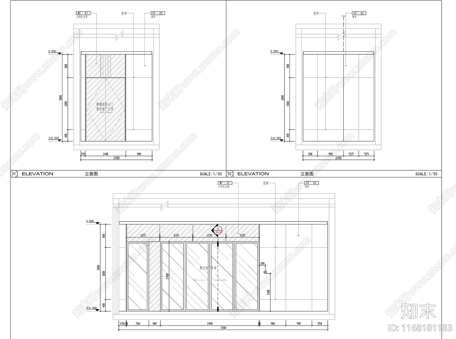 现代简约电梯厅施工图下载【ID:1168181183】