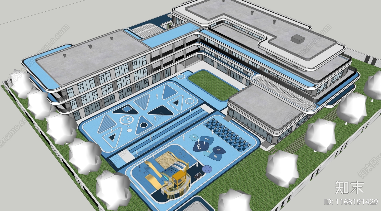 现代学校建筑SU模型下载【ID:1168191429】