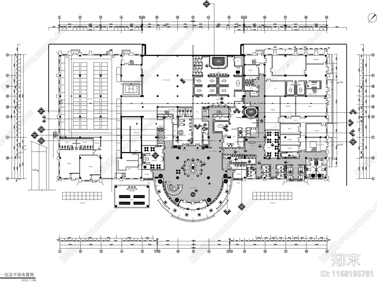 现代中古会所cad施工图下载【ID:1168195781】