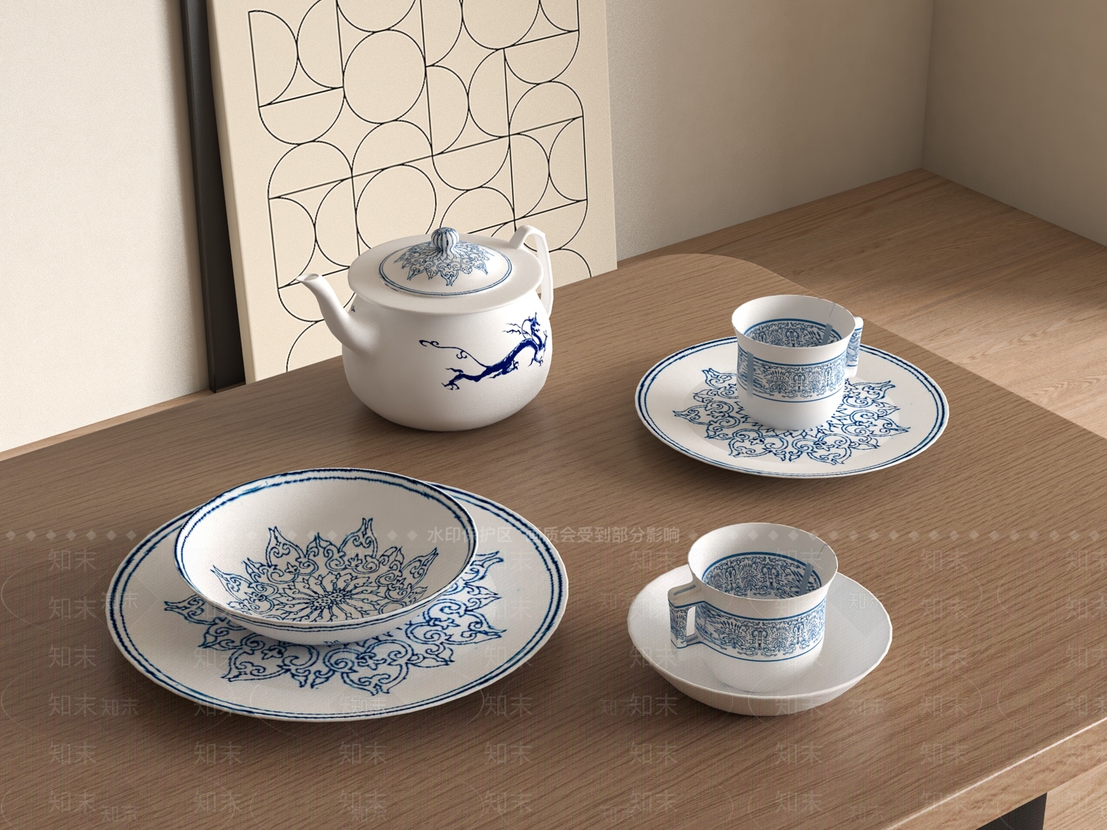 茶具SU模型下载【ID:1168200631】