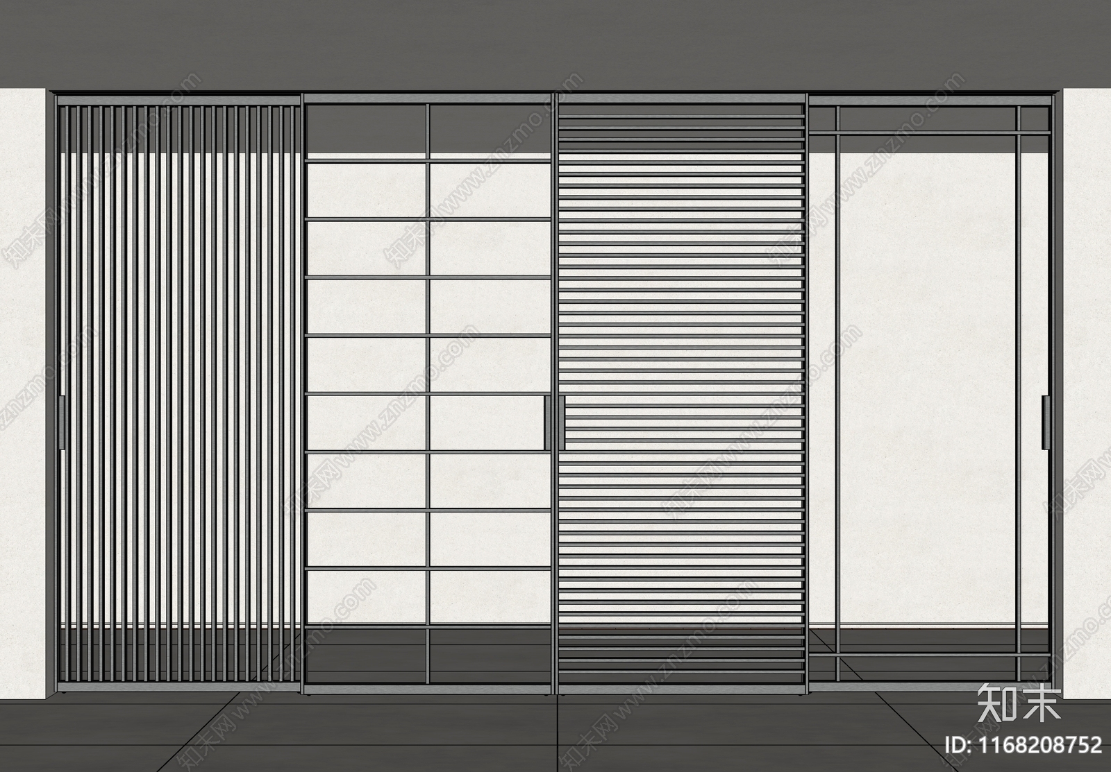现代推拉门SU模型下载【ID:1168208752】