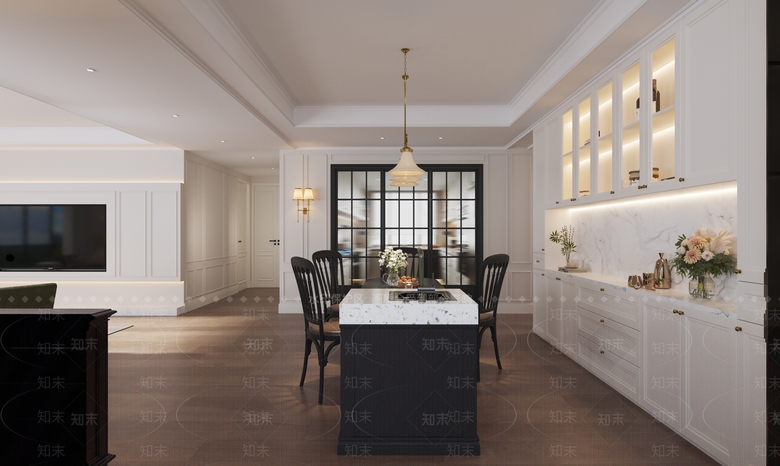 美式家居餐厅3D模型下载【ID:1214689218】