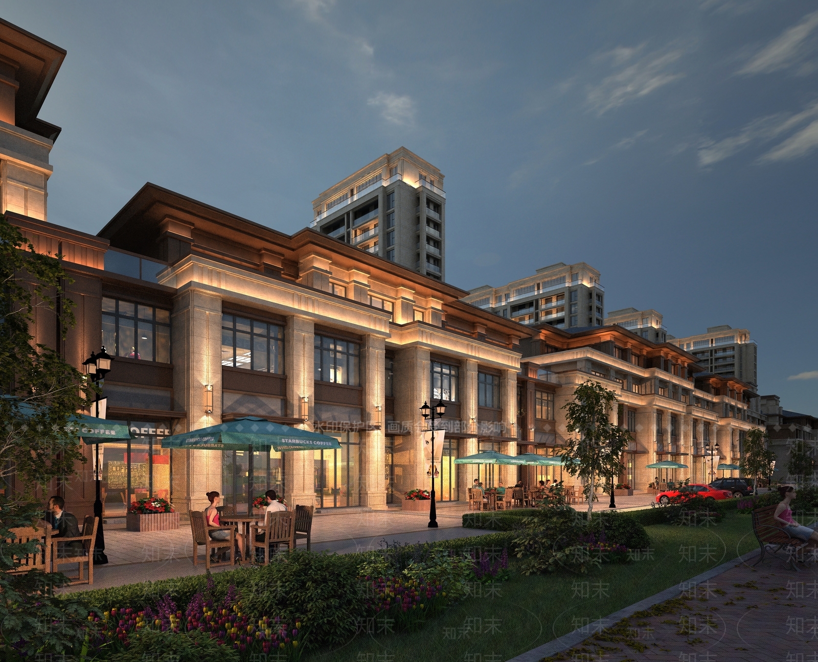 法式美式商业街3D模型下载【ID:1168214267】