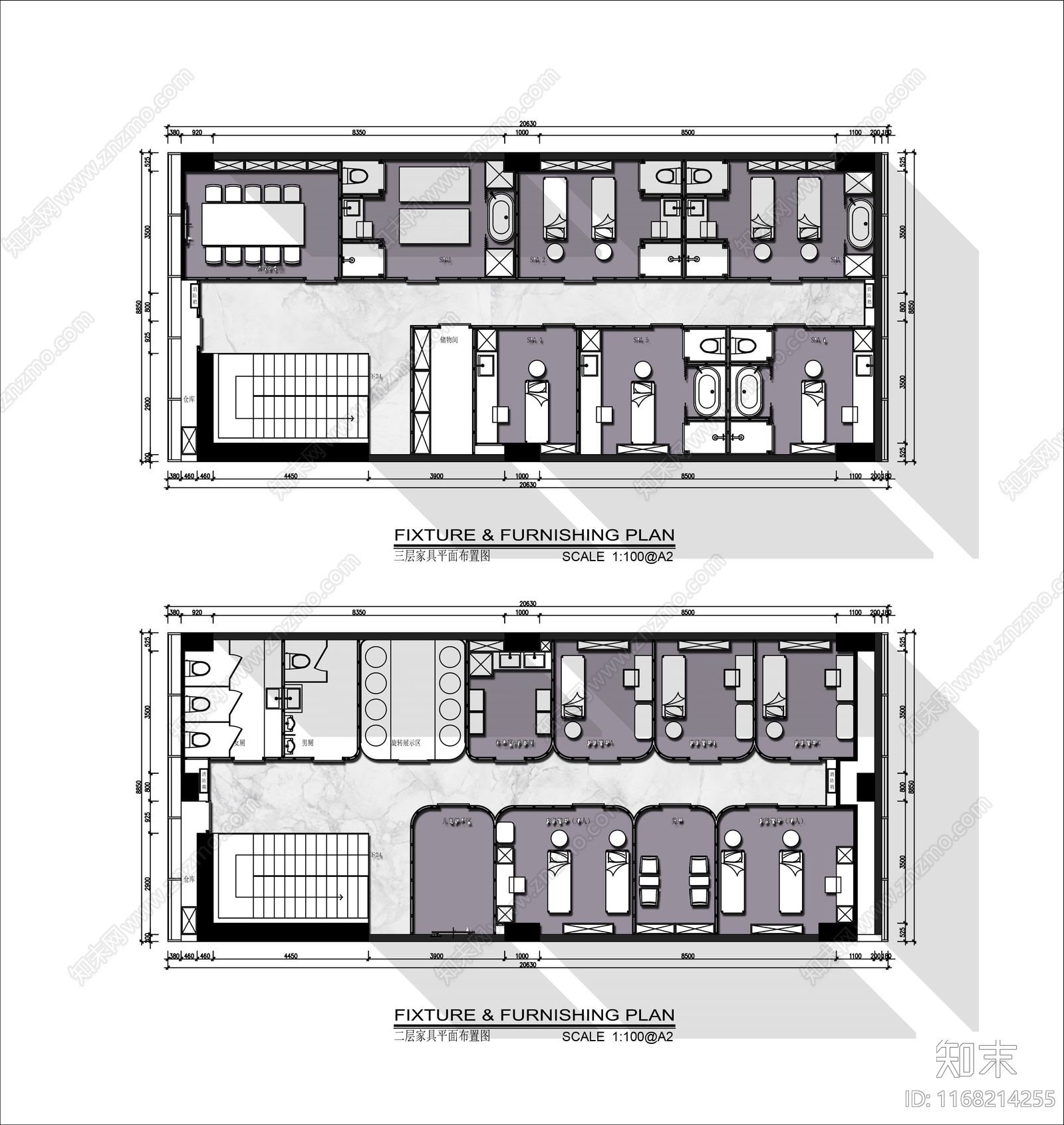 现代美容院cad施工图下载【ID:1168214255】