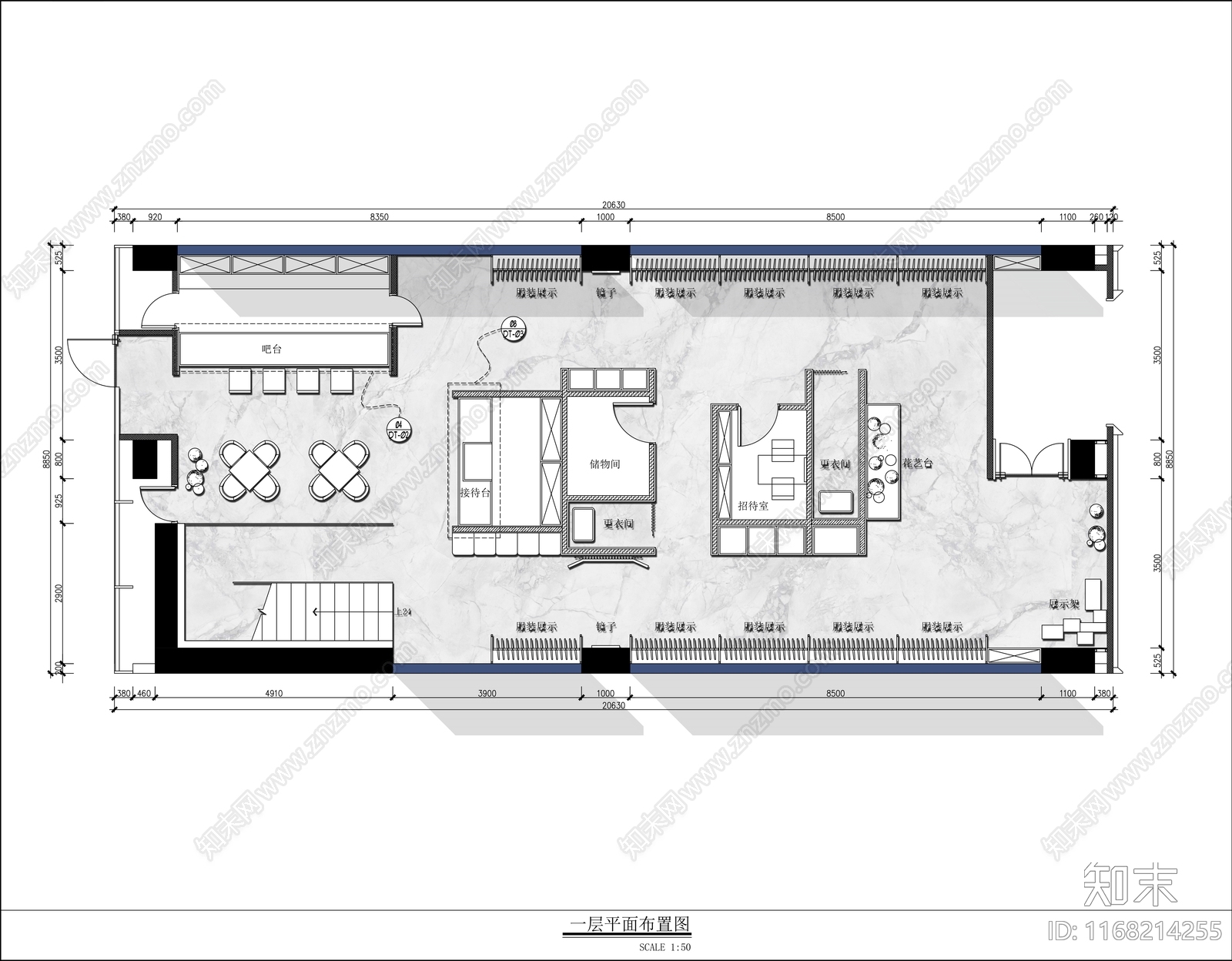 现代美容院cad施工图下载【ID:1168214255】