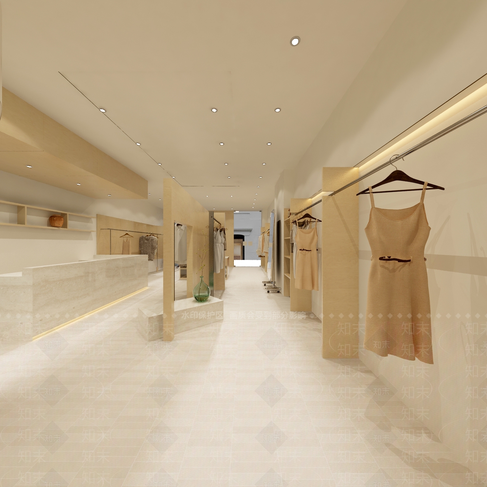 现代侘寂服装店3D模型下载【ID:1168224859】