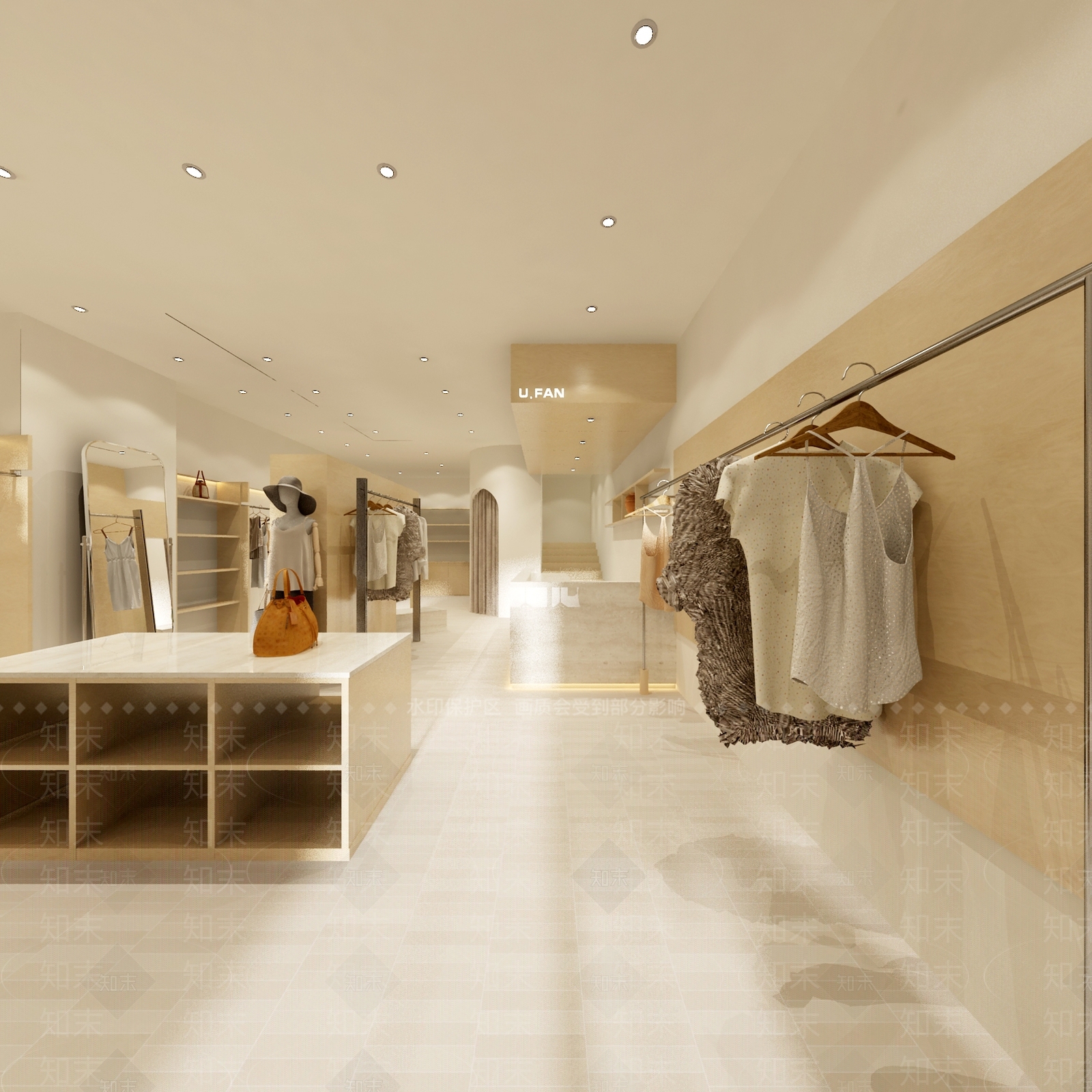 现代侘寂服装店3D模型下载【ID:1168224859】