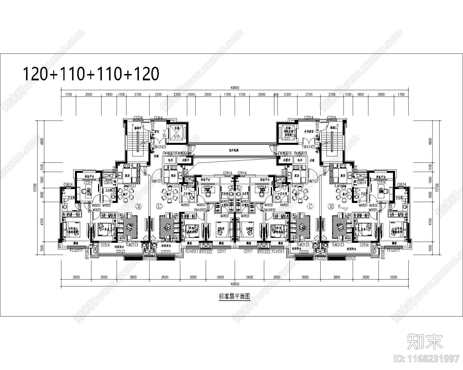 现代住宅楼建筑cad施工图下载【ID:1168231997】