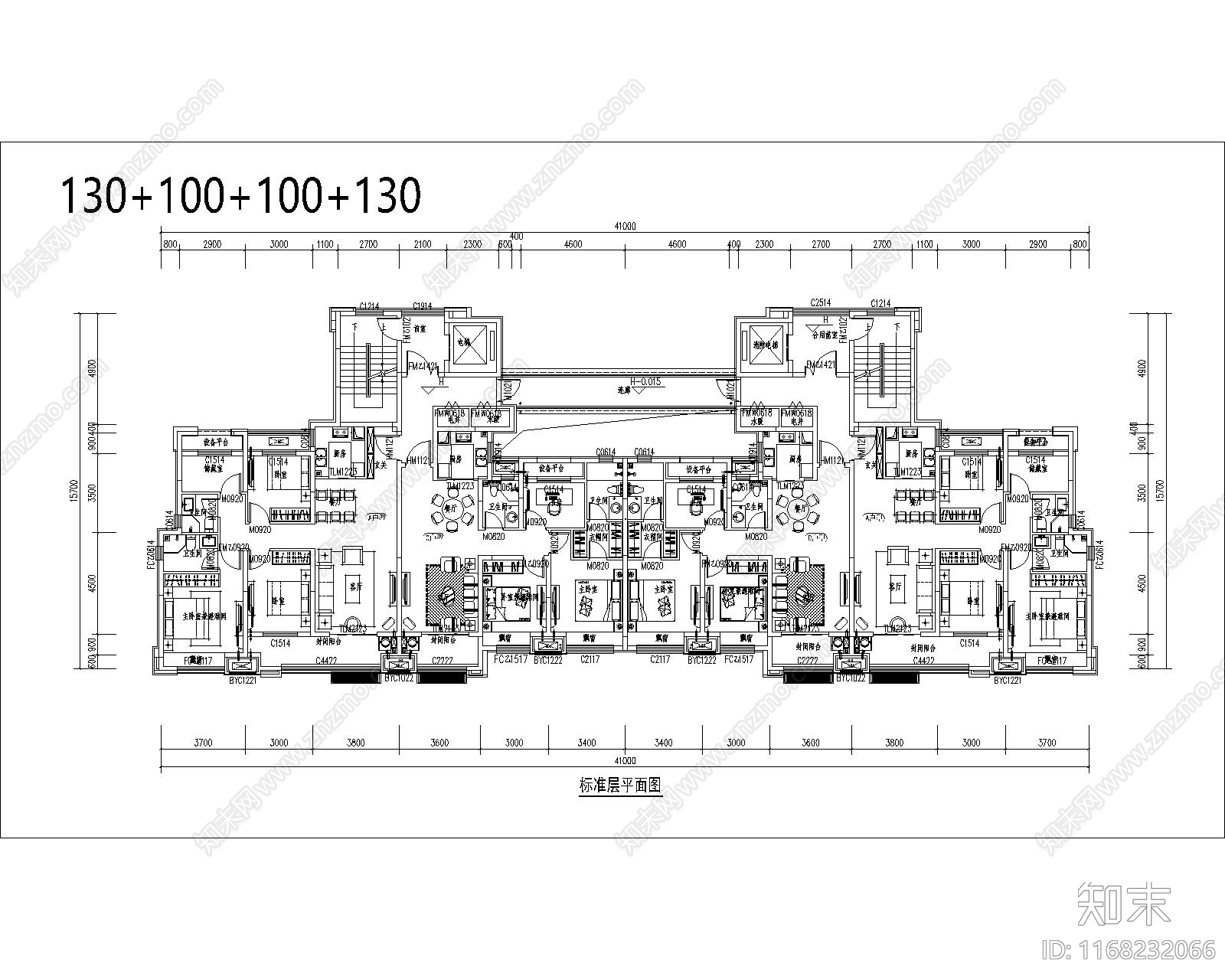 现代住宅楼建筑cad施工图下载【ID:1168232066】