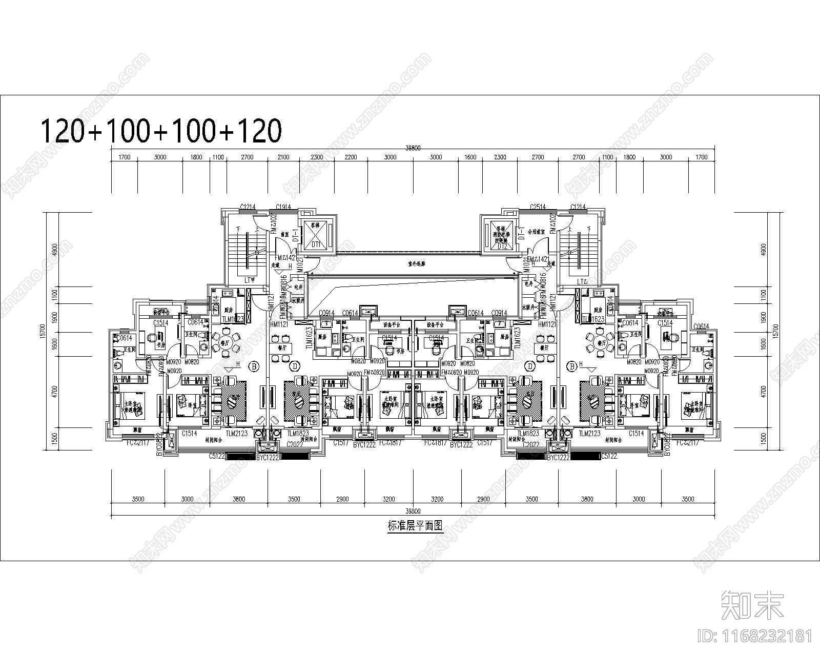 现代住宅楼建筑cad施工图下载【ID:1168232181】