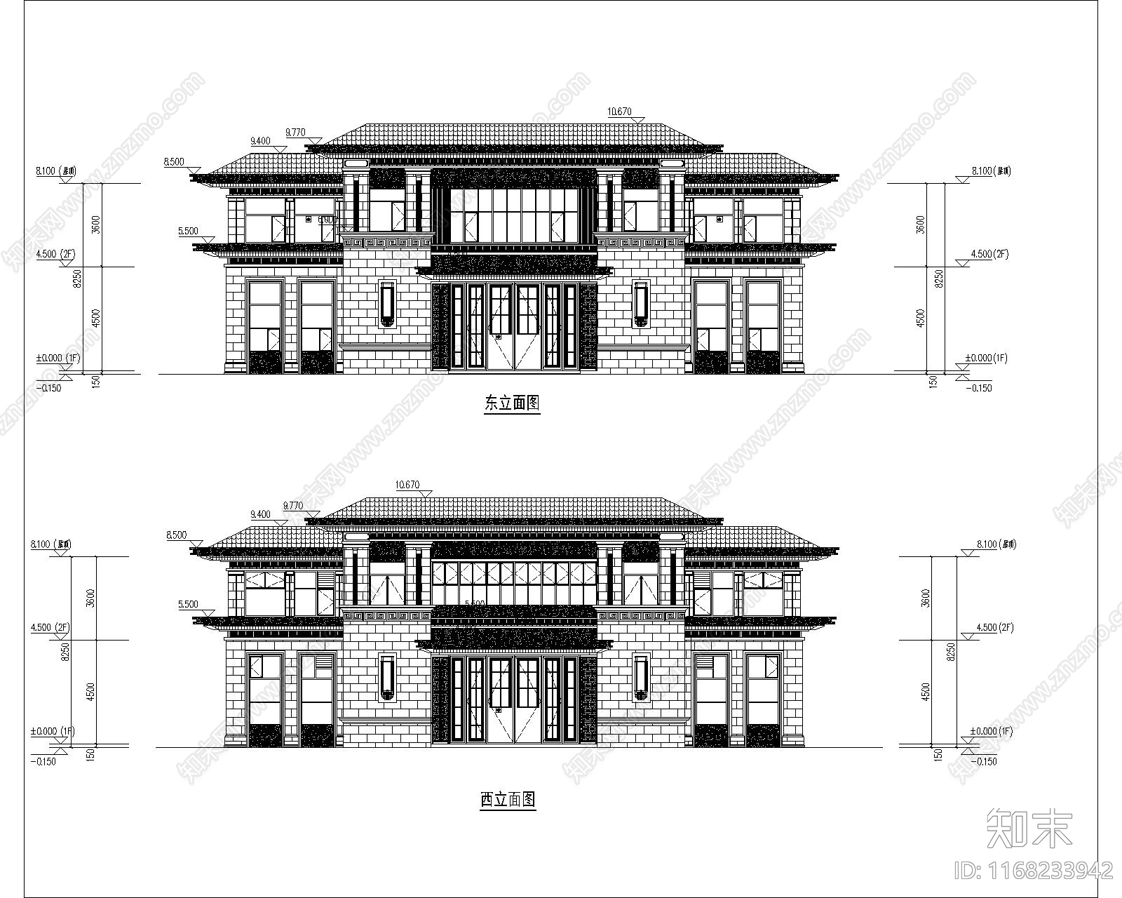 新中式售楼处建筑cad施工图下载【ID:1168233942】