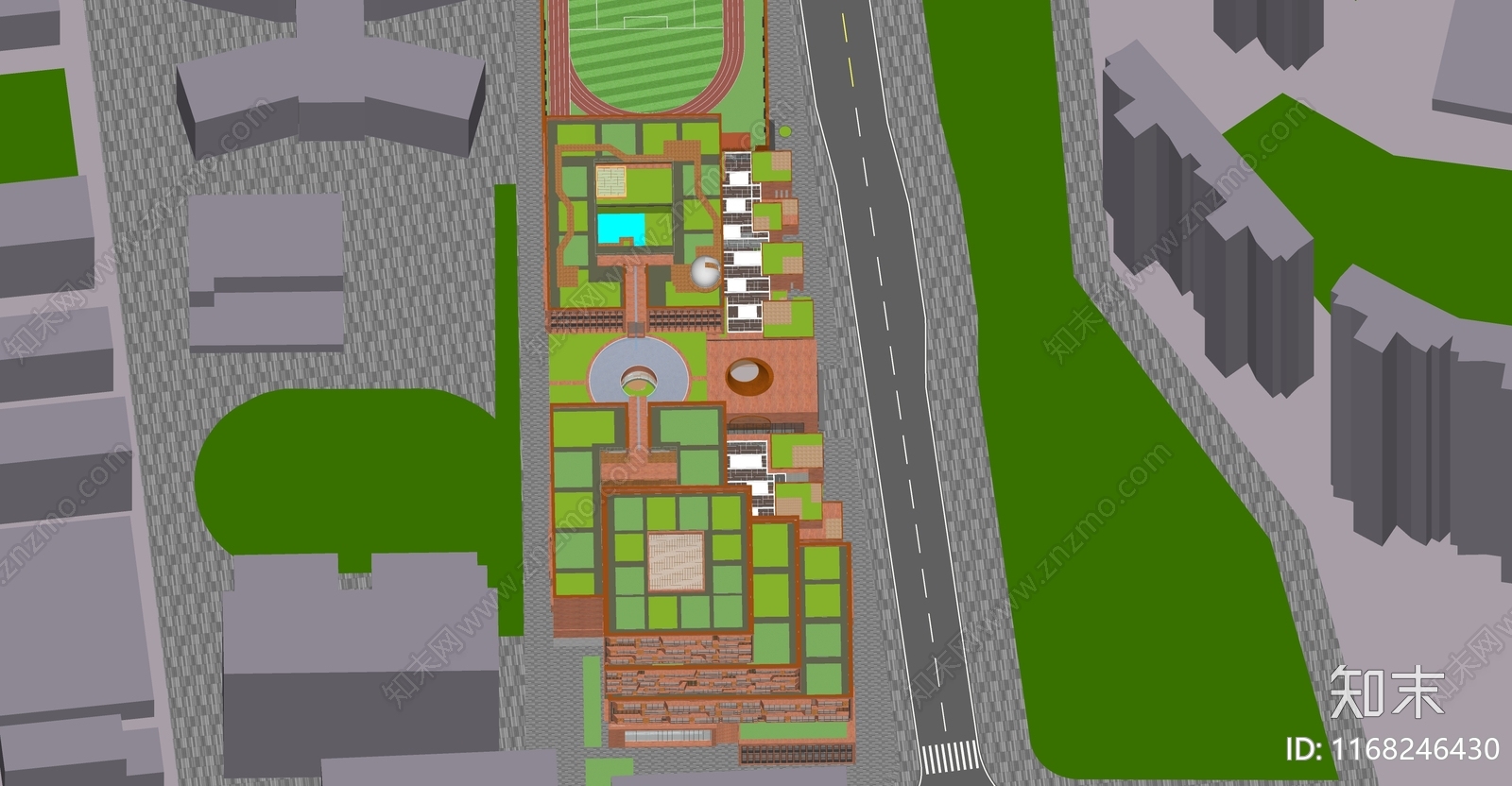 现代新中式其他学校空间SU模型下载【ID:1168246430】