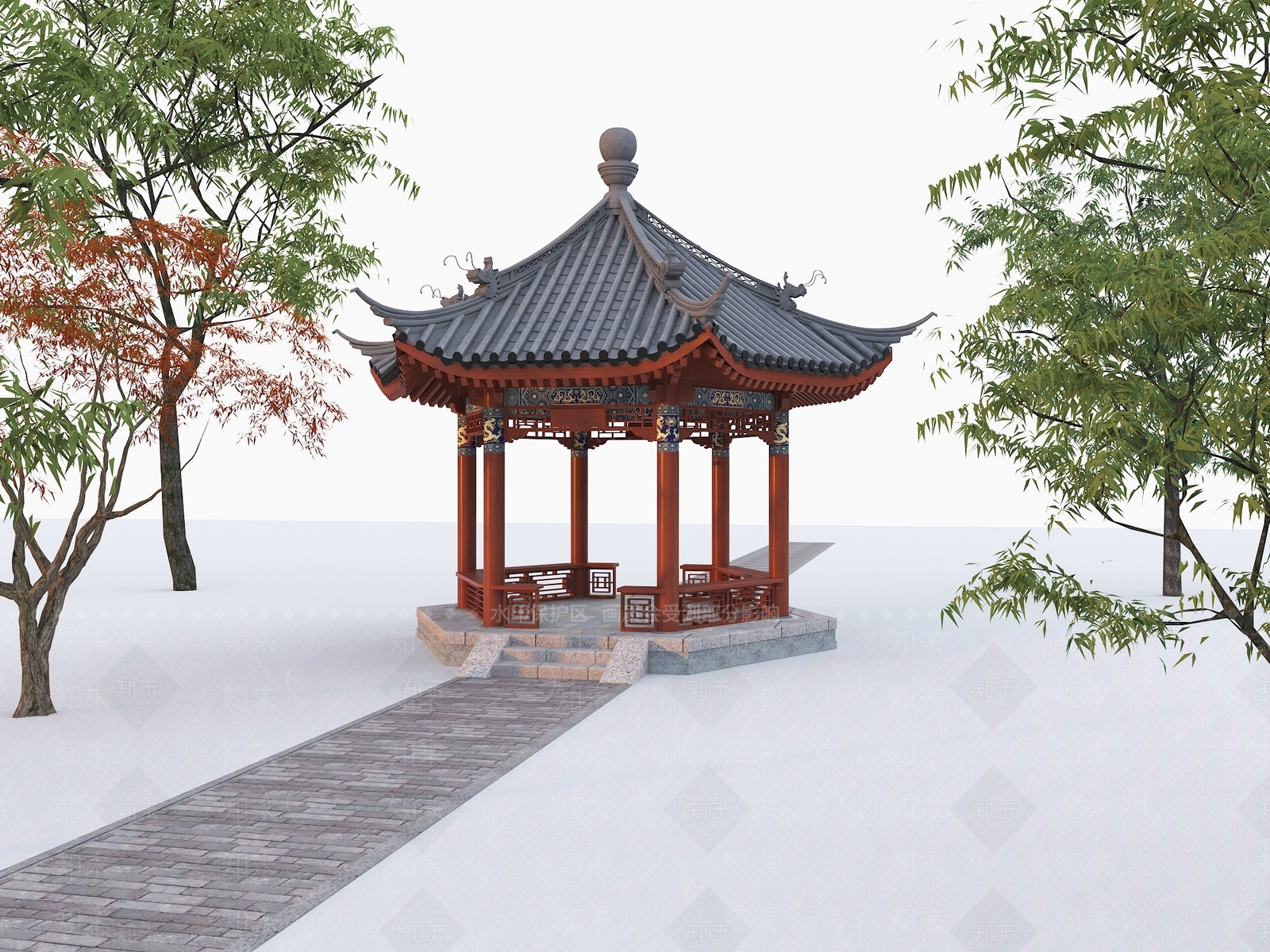 新中式中式亭子3D模型下载【ID:1168246794】