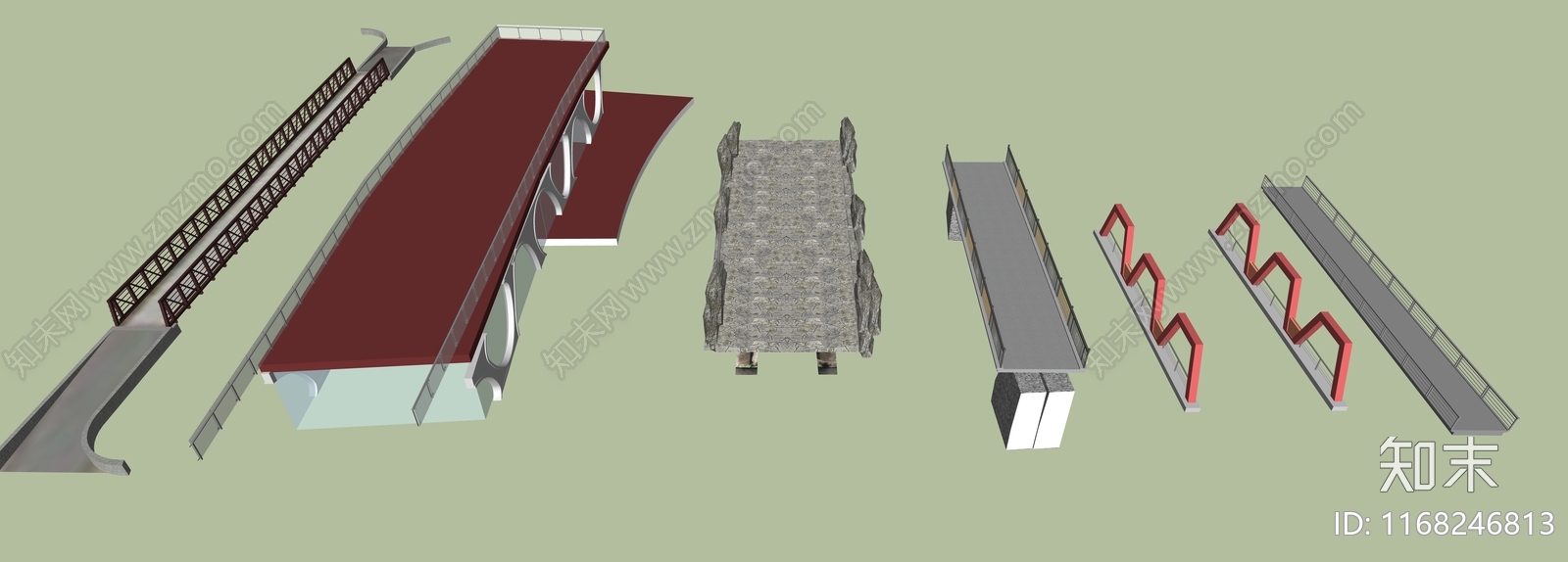 现代简约景观桥SU模型下载【ID:1168246813】
