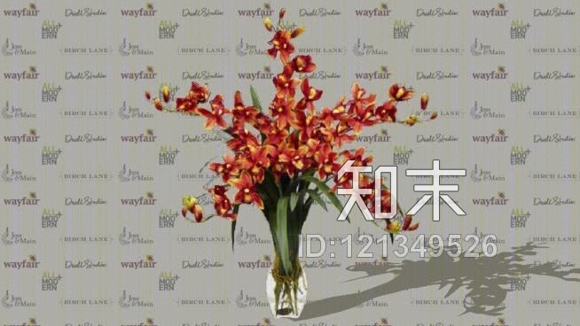 花兰花橙SU模型下载【ID:121349526】
