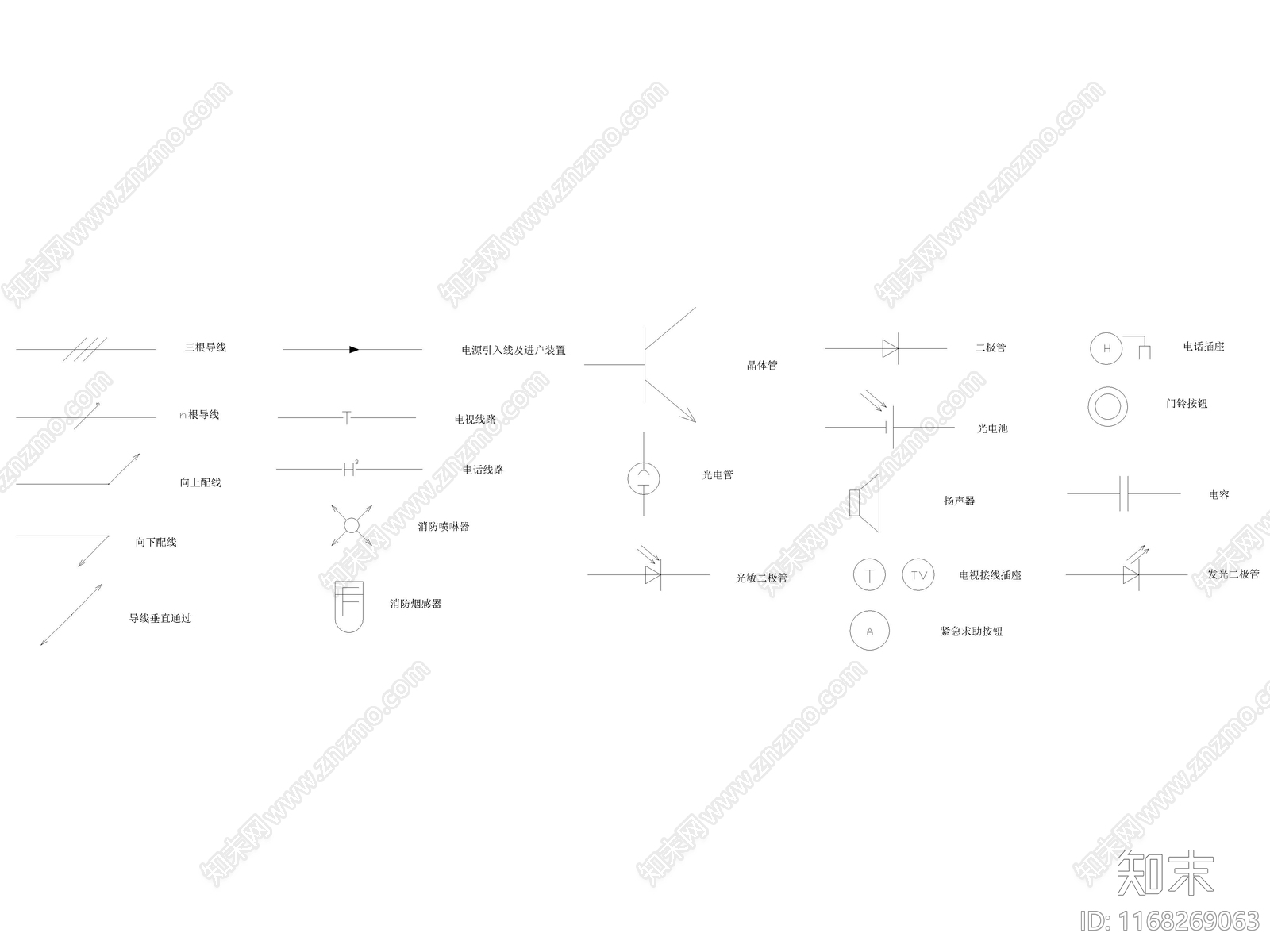 2024年最新开关插座面板电源照明图例CAD图库施工图下载【ID:1168269063】