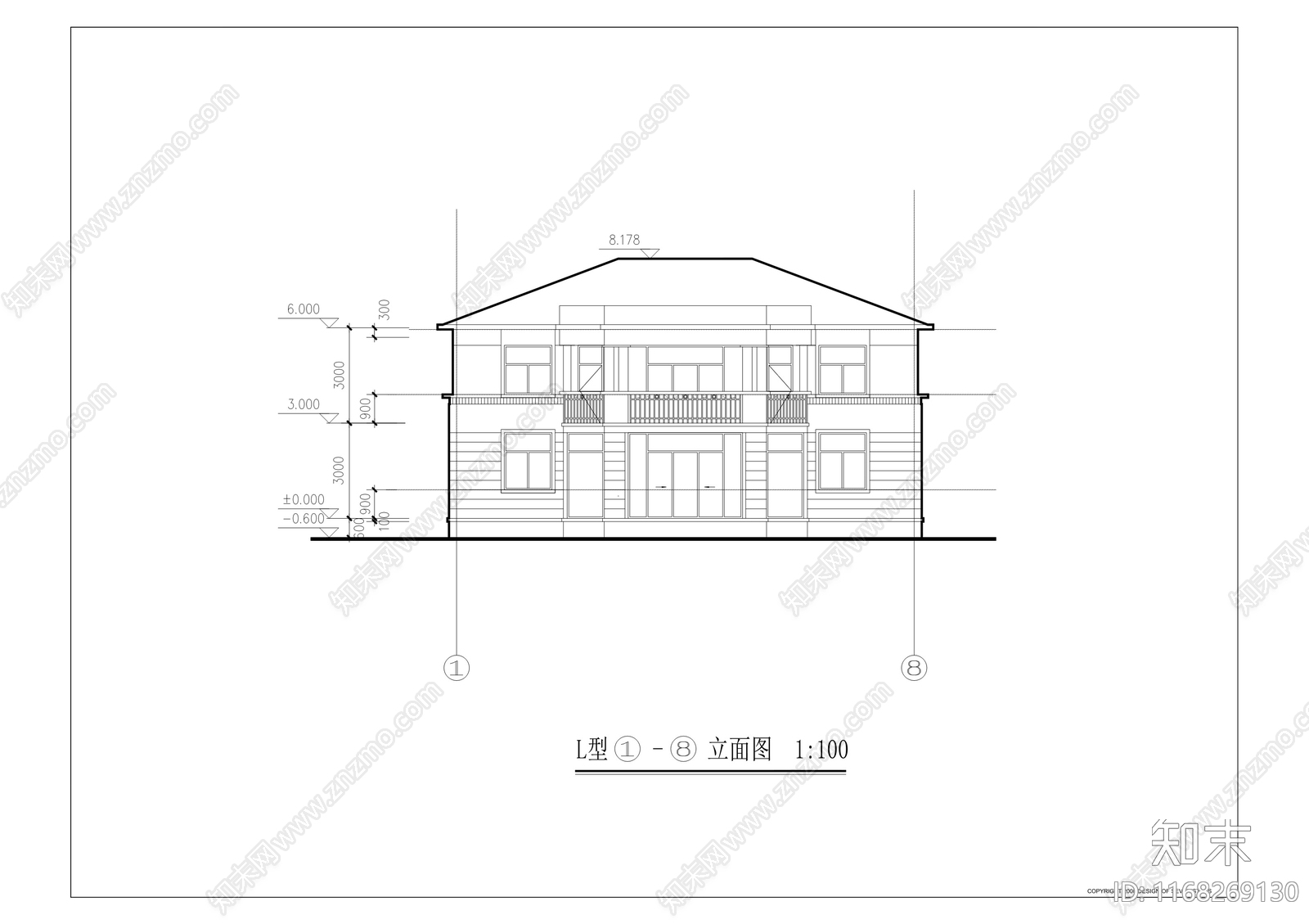 美式现代别墅建筑cad施工图下载【ID:1168269130】