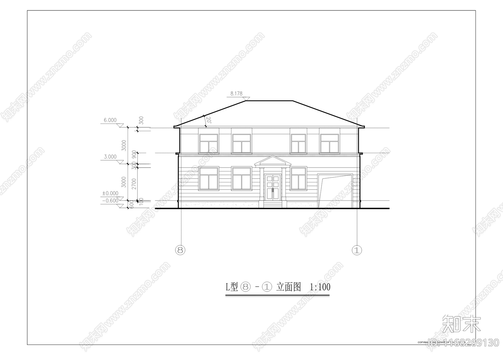 美式现代别墅建筑cad施工图下载【ID:1168269130】