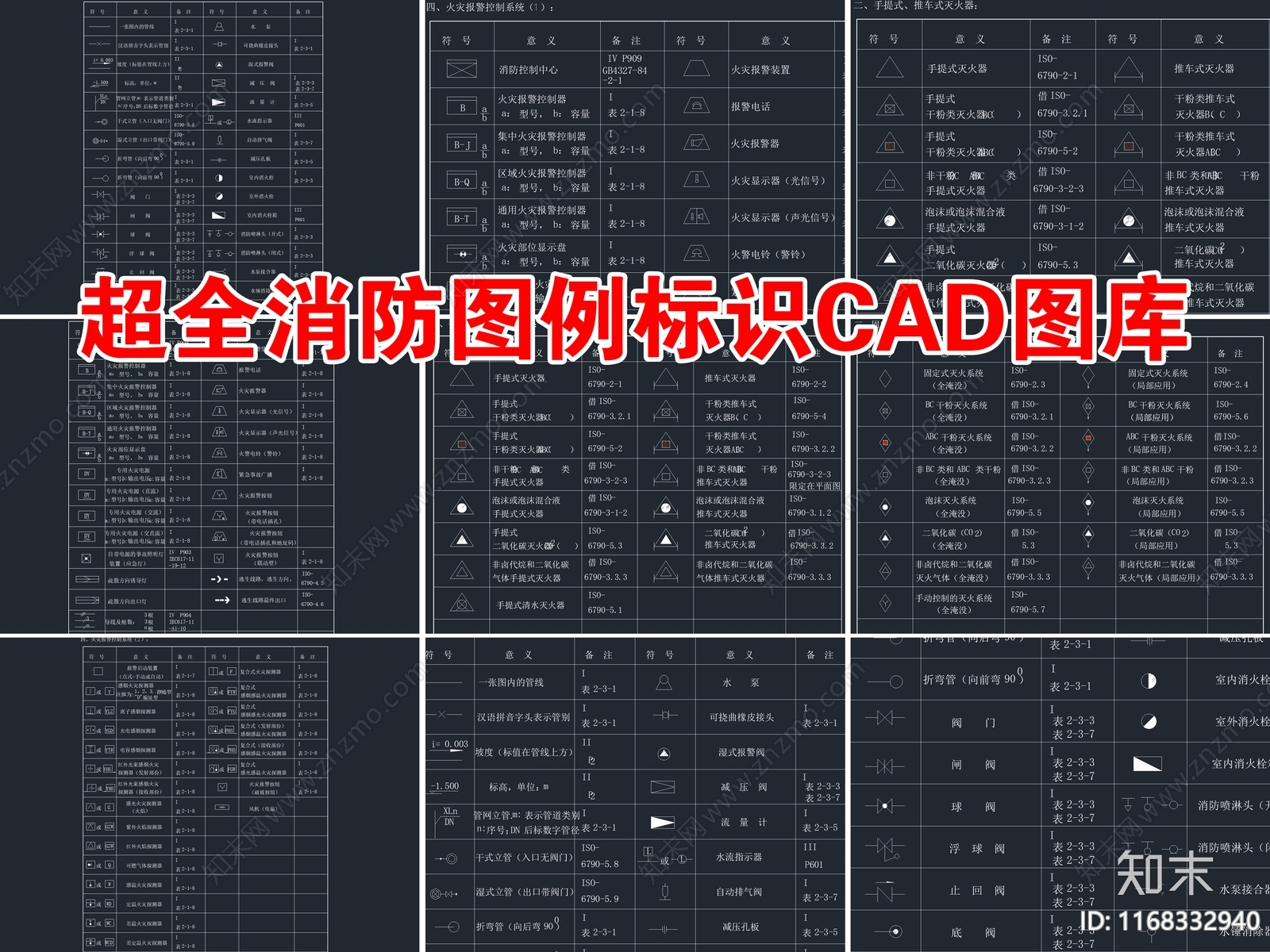 超全消防图例标识CAD图库施工图下载【ID:1168332940】