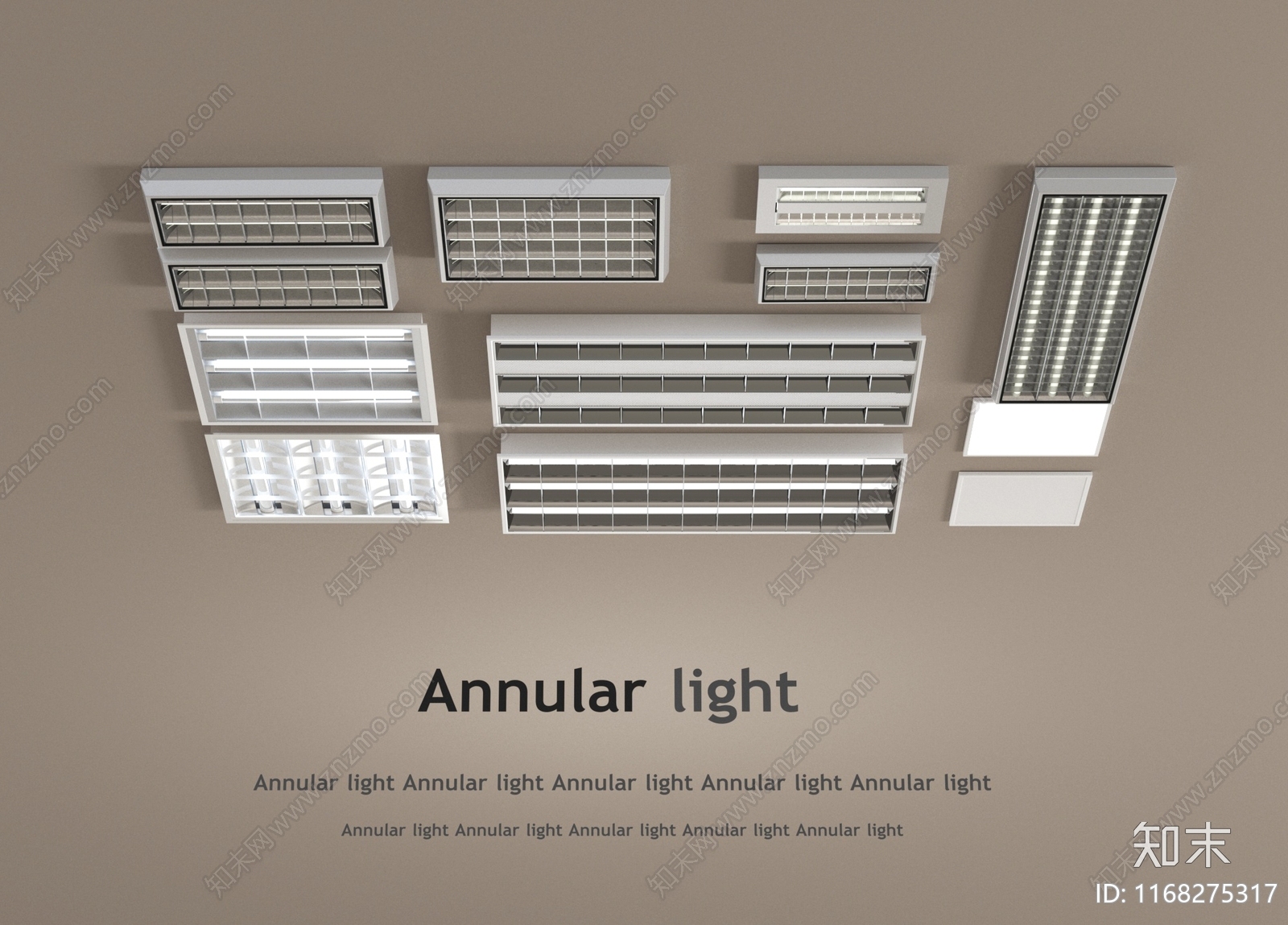 现代格栅灯3D模型下载【ID:1168275317】