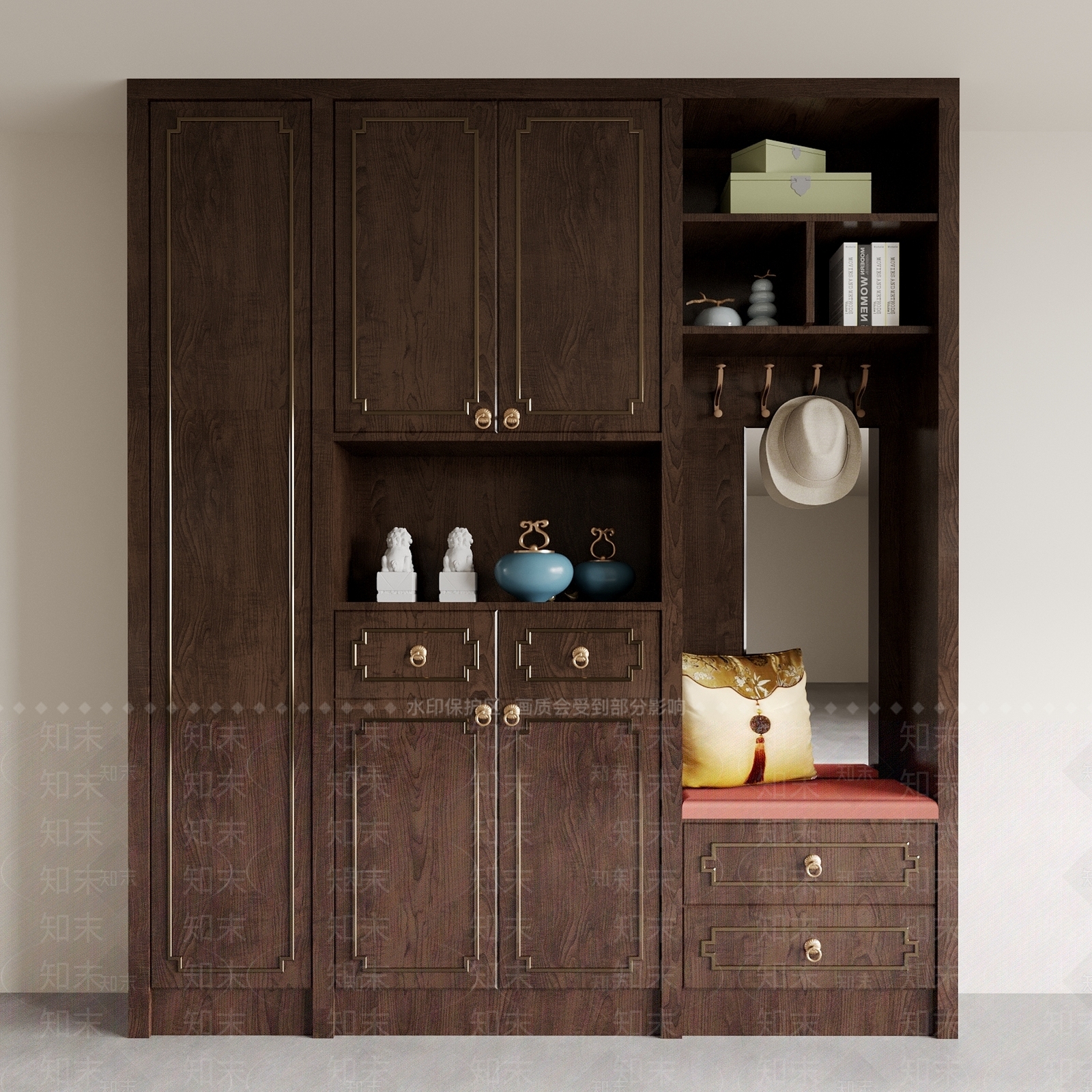 新中式中式鞋柜3D模型下载【ID:1168277392】