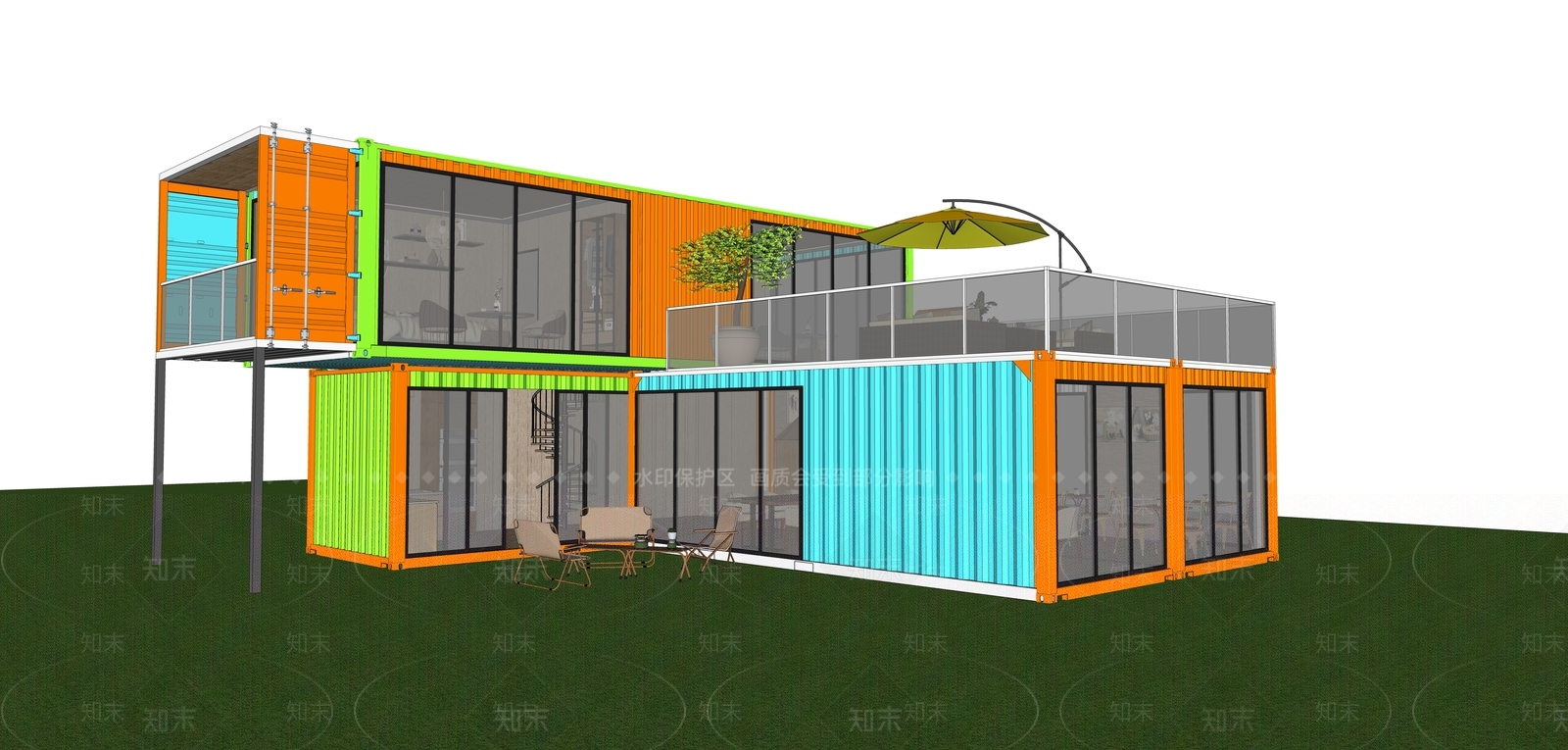 现代轻奢小公建SU模型下载【ID:1168289037】