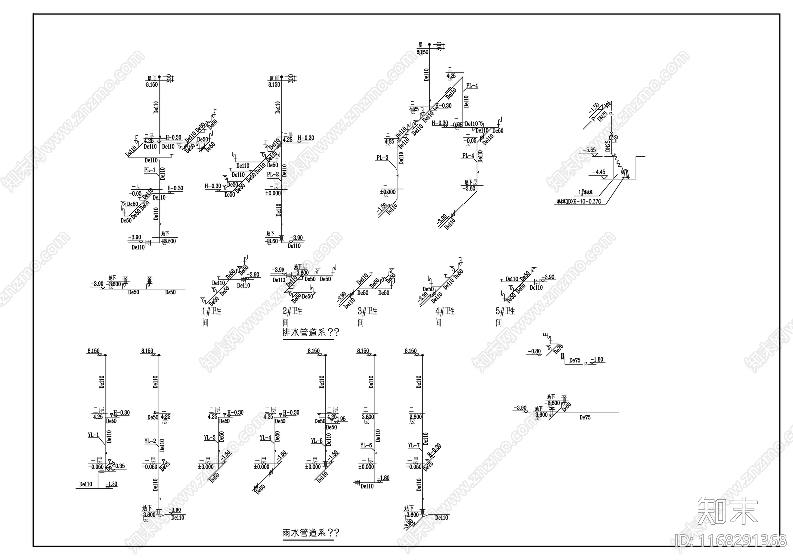 给排水图cad施工图下载【ID:1168291368】
