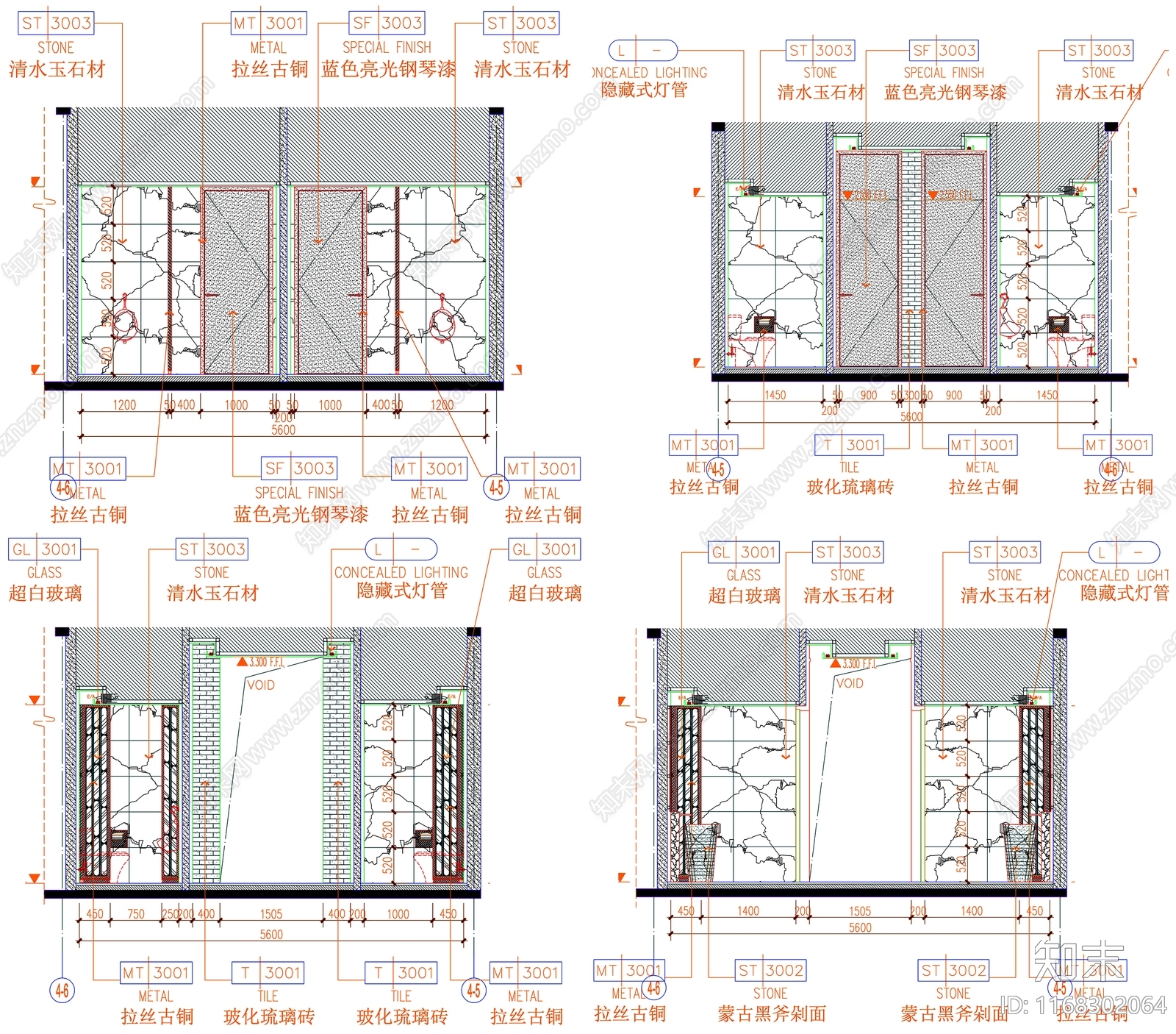 现代公共卫生间cad施工图下载【ID:1168302064】