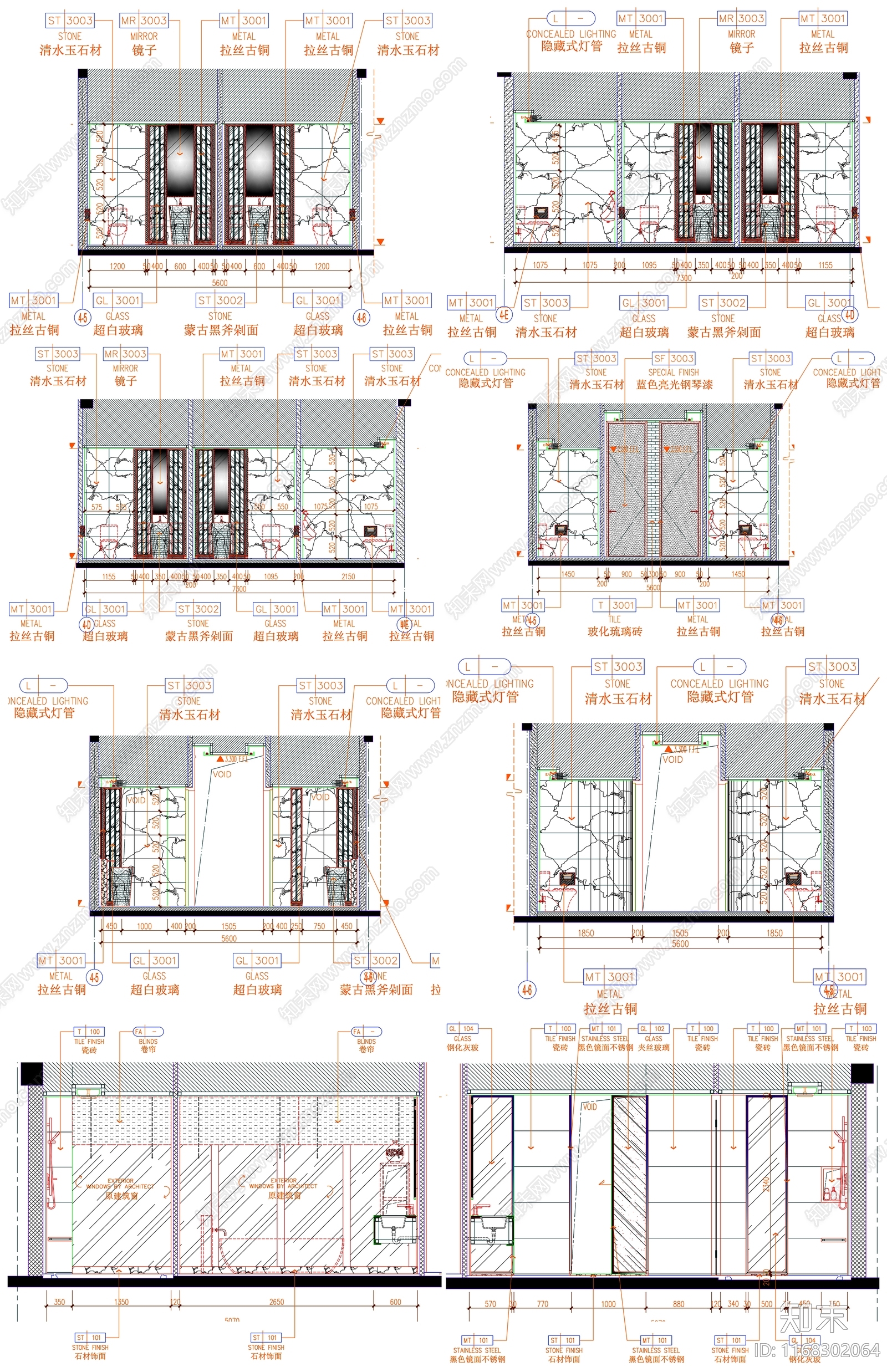 现代公共卫生间cad施工图下载【ID:1168302064】