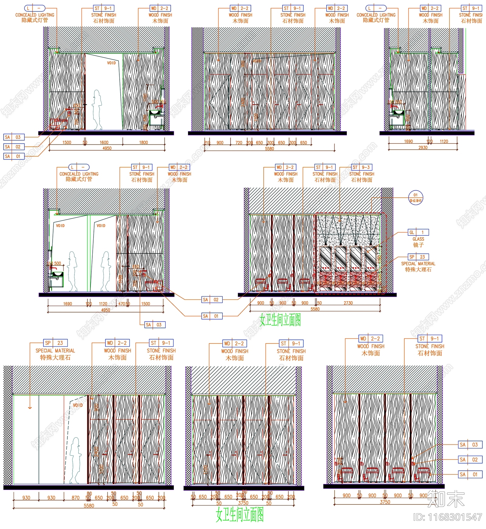 现代公共卫生间cad施工图下载【ID:1168301547】