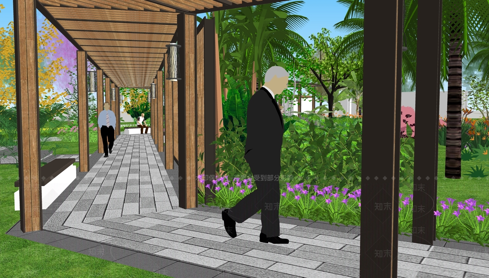 现代简约口袋公园SU模型下载【ID:1168302321】