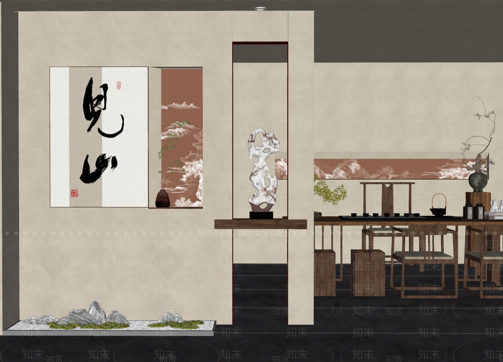 太湖石艺术雕塑雕塑摆件SU模型下载【ID:1227383875】