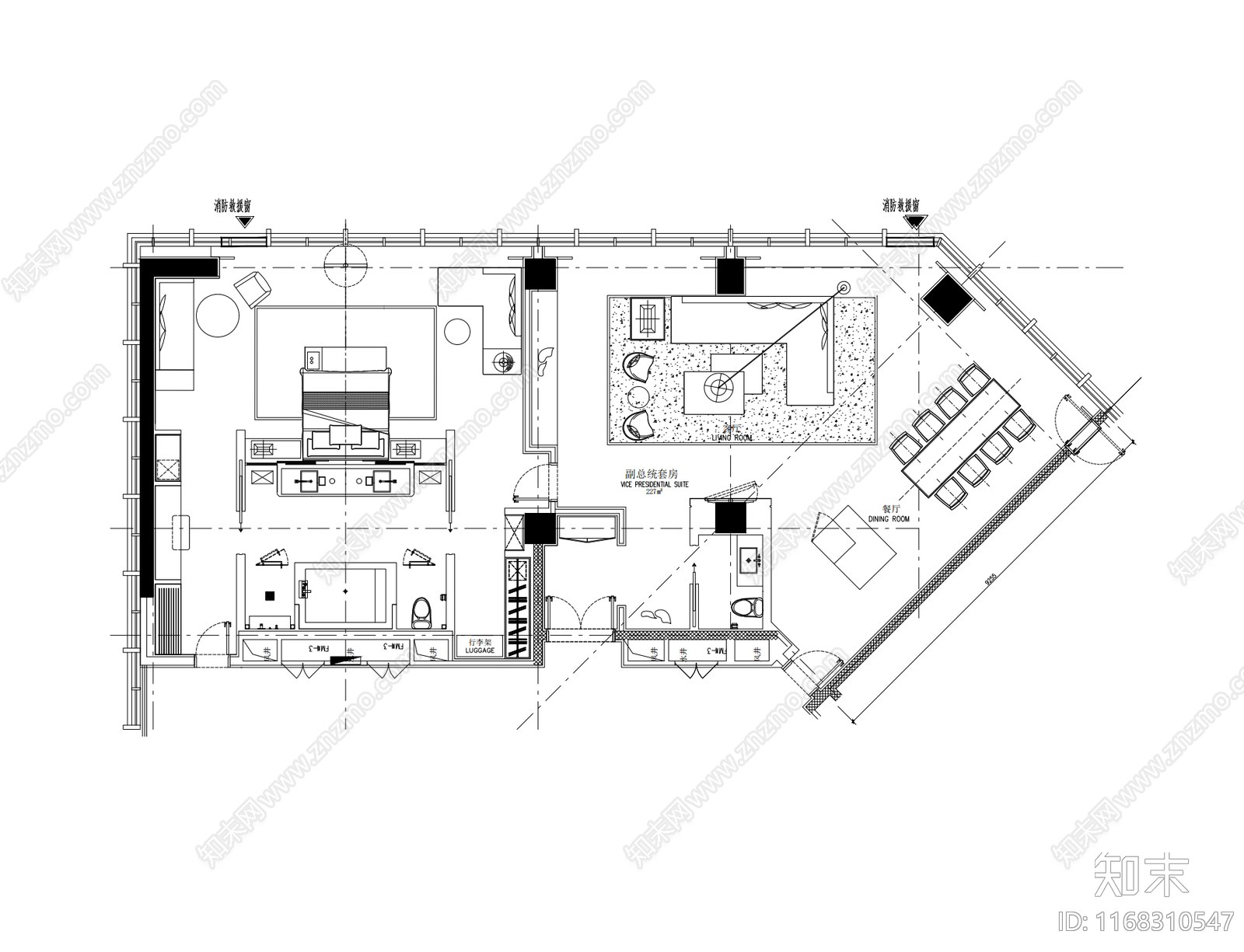 现代卧室cad施工图下载【ID:1168310547】