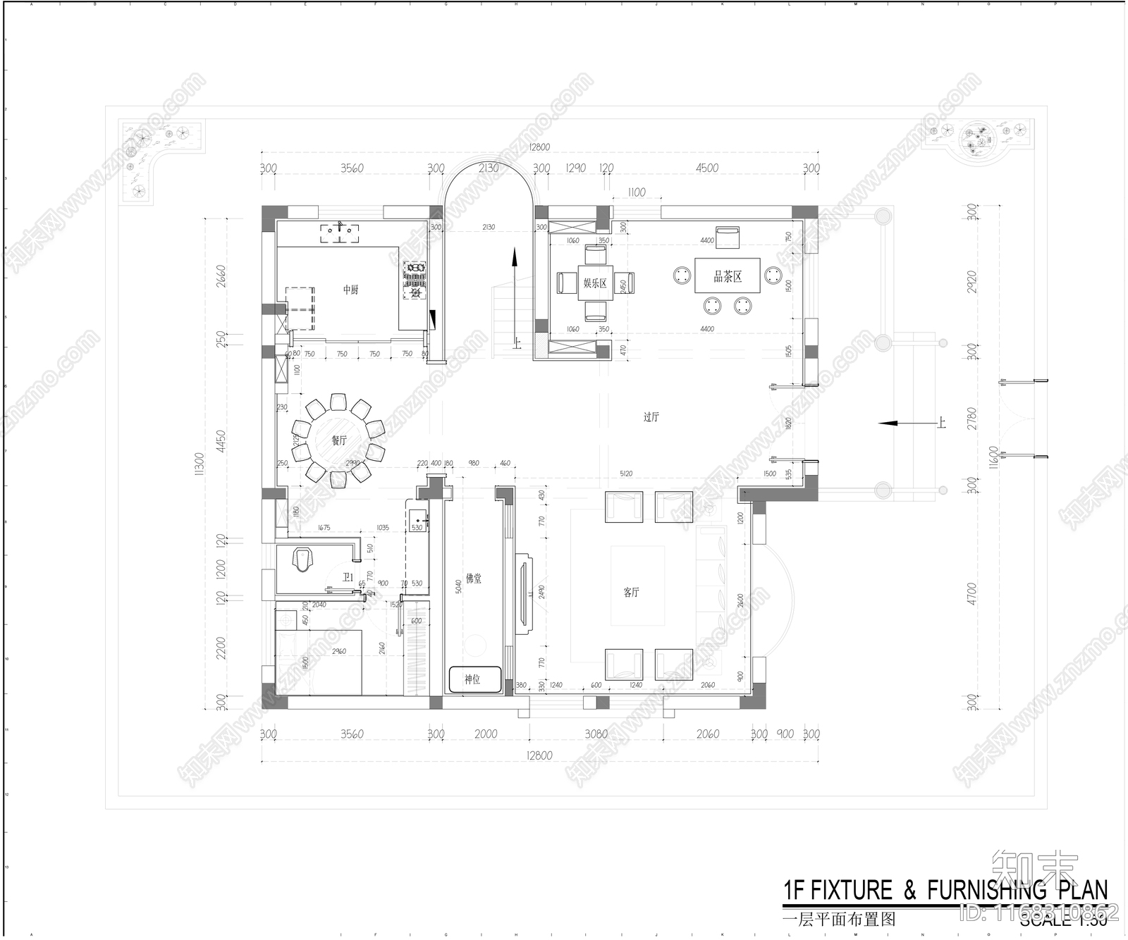 欧式整体家装空间cad施工图下载【ID:1168310862】