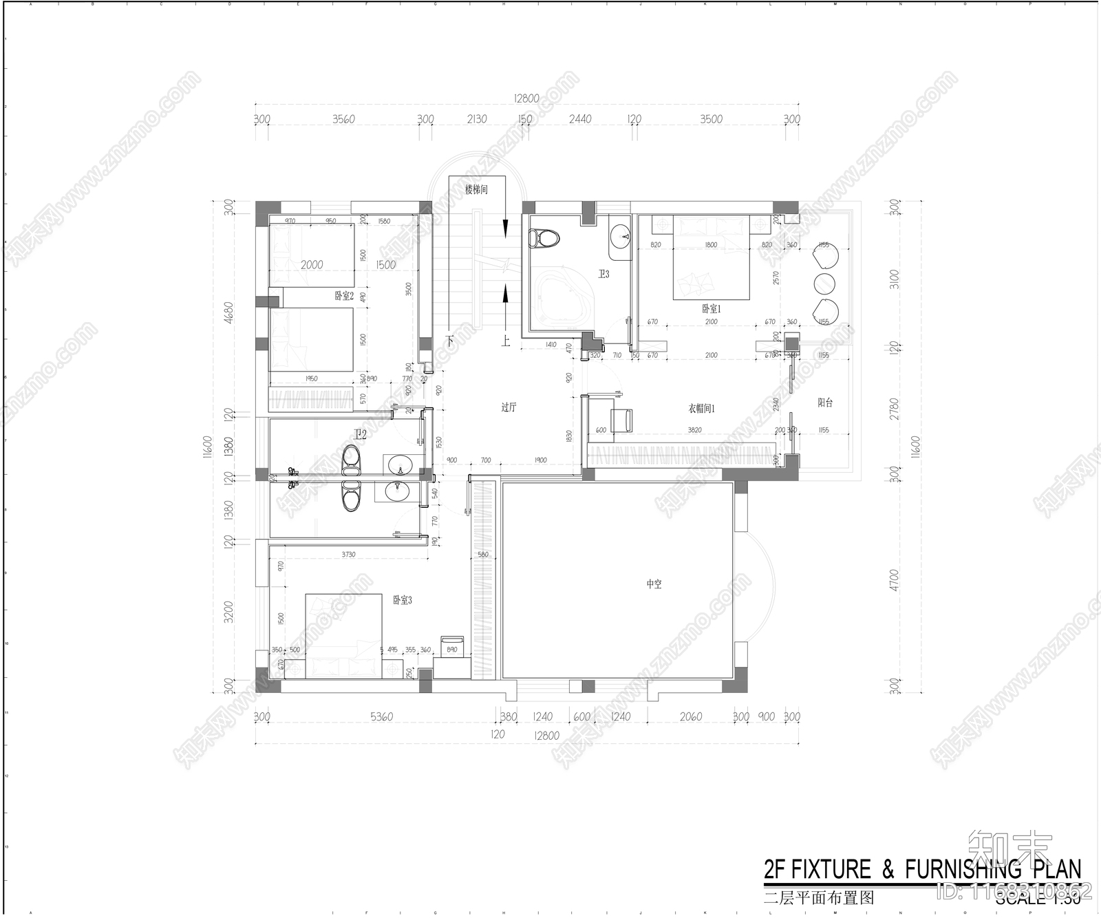 欧式整体家装空间cad施工图下载【ID:1168310862】