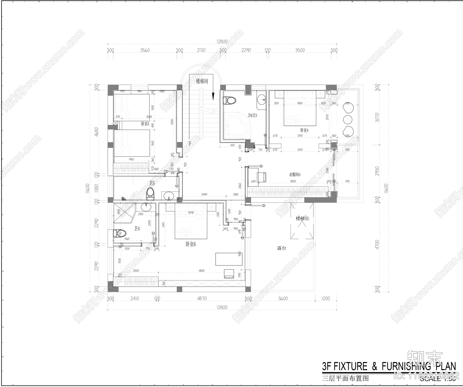 欧式整体家装空间cad施工图下载【ID:1168310862】