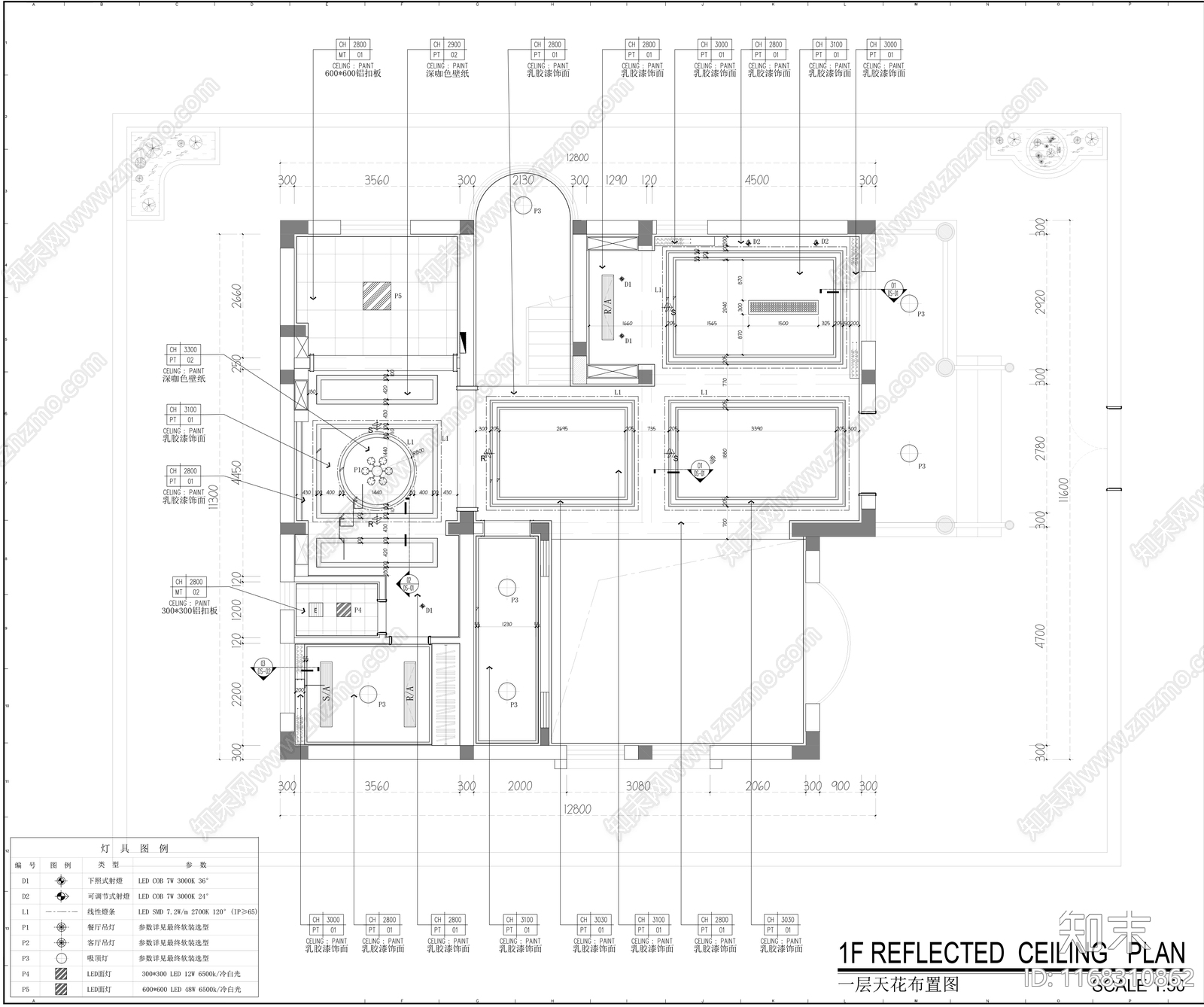 欧式整体家装空间cad施工图下载【ID:1168310862】