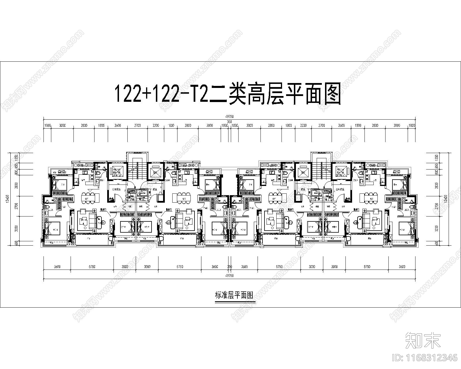 现代住宅楼建筑cad施工图下载【ID:1168312346】